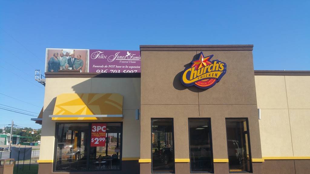 Churchs Chicken | restaurant | 1203 N Frazier St, Conroe, TX 77301, USA | 9367564606 OR +1 936-756-4606