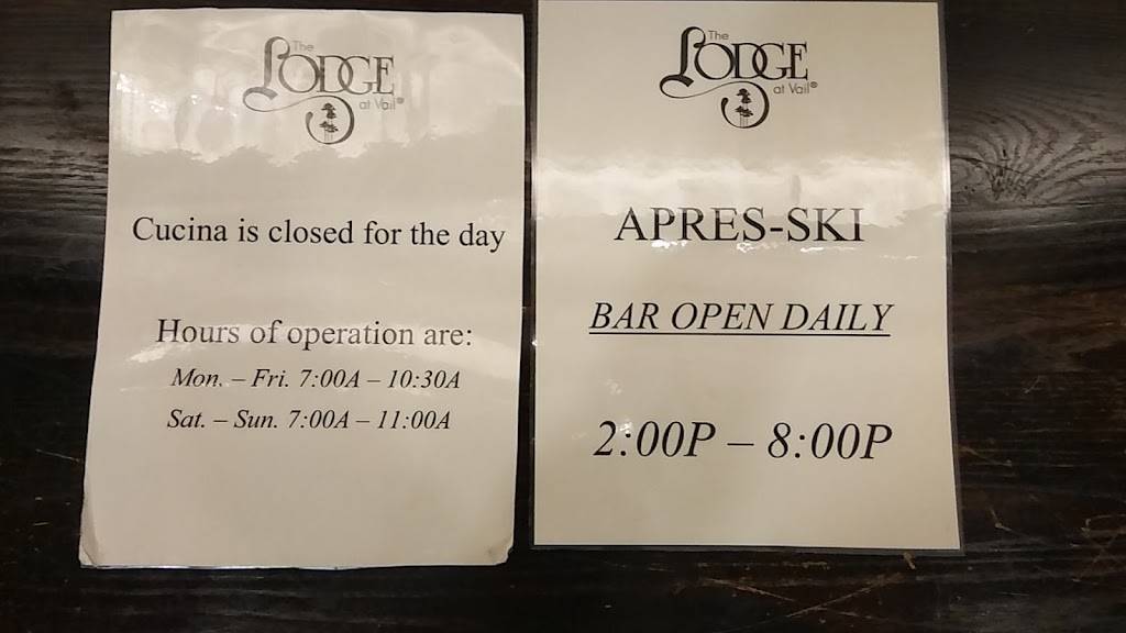 Cucina | restaurant | 174 Gore Creek Dr, Vail, CO 81657, USA | 9707547872 OR +1 970-754-7872