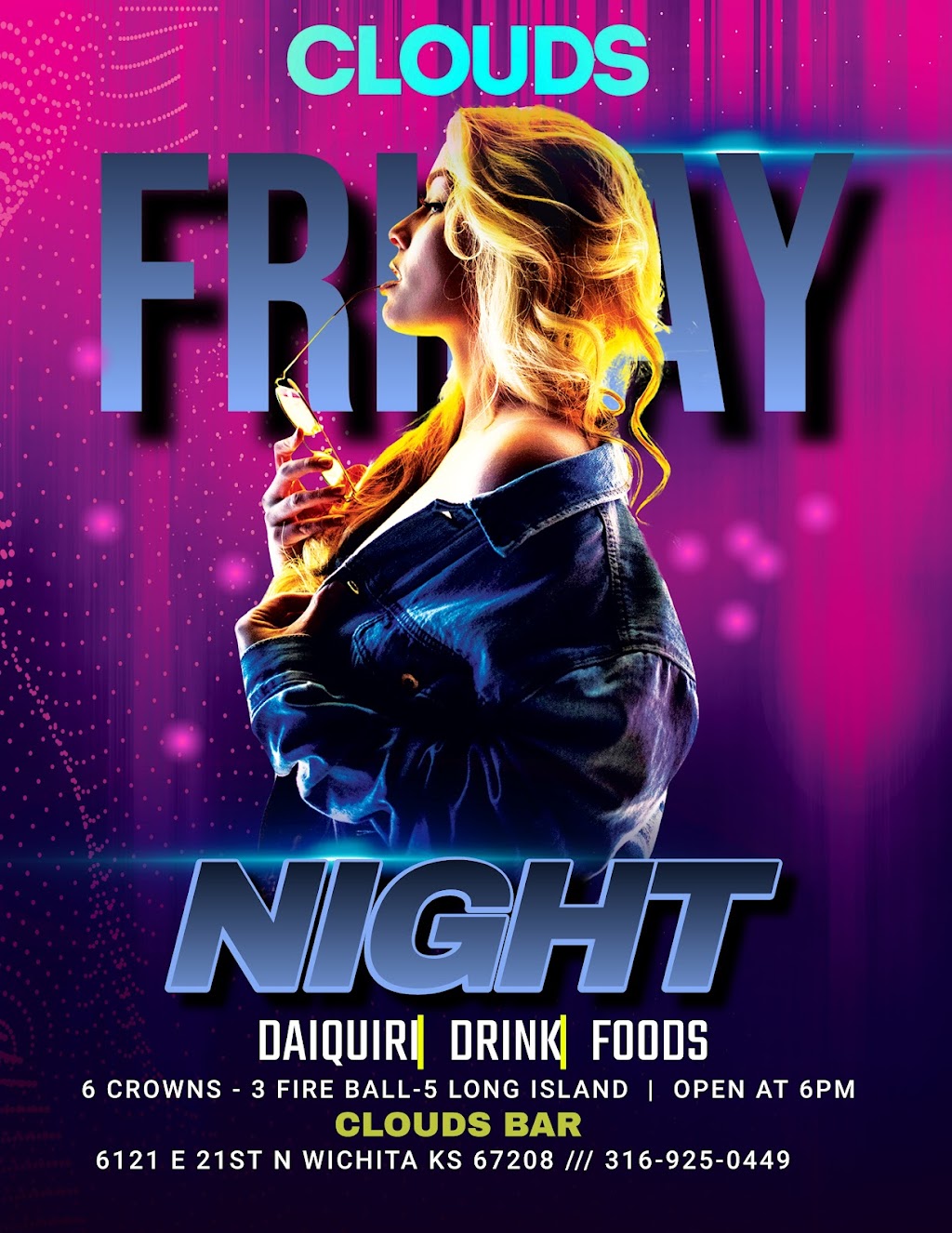 CLOUDS BAR & LOUNGE | restaurant | 6121 E 21st St N, Wichita, KS 67208, USA | 3163587761 OR +1 316-358-7761