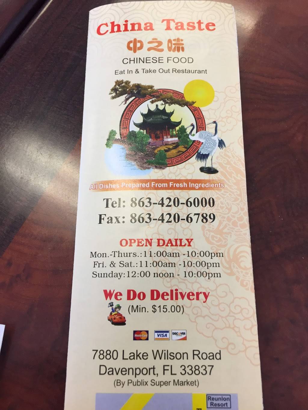 China Taste | restaurant | 7880 Lake Wilson Rd, Davenport, FL 33896, USA | 8634206000 OR +1 863-420-6000