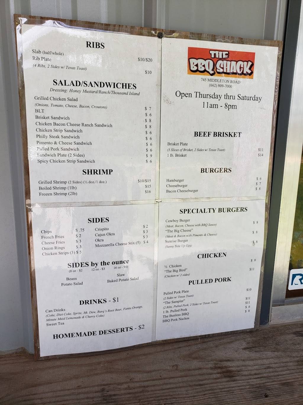 The BBQ shack | restaurant | 829 Middleton Rd, Winona, MS 38967, USA | 6628097000 OR +1 662-809-7000