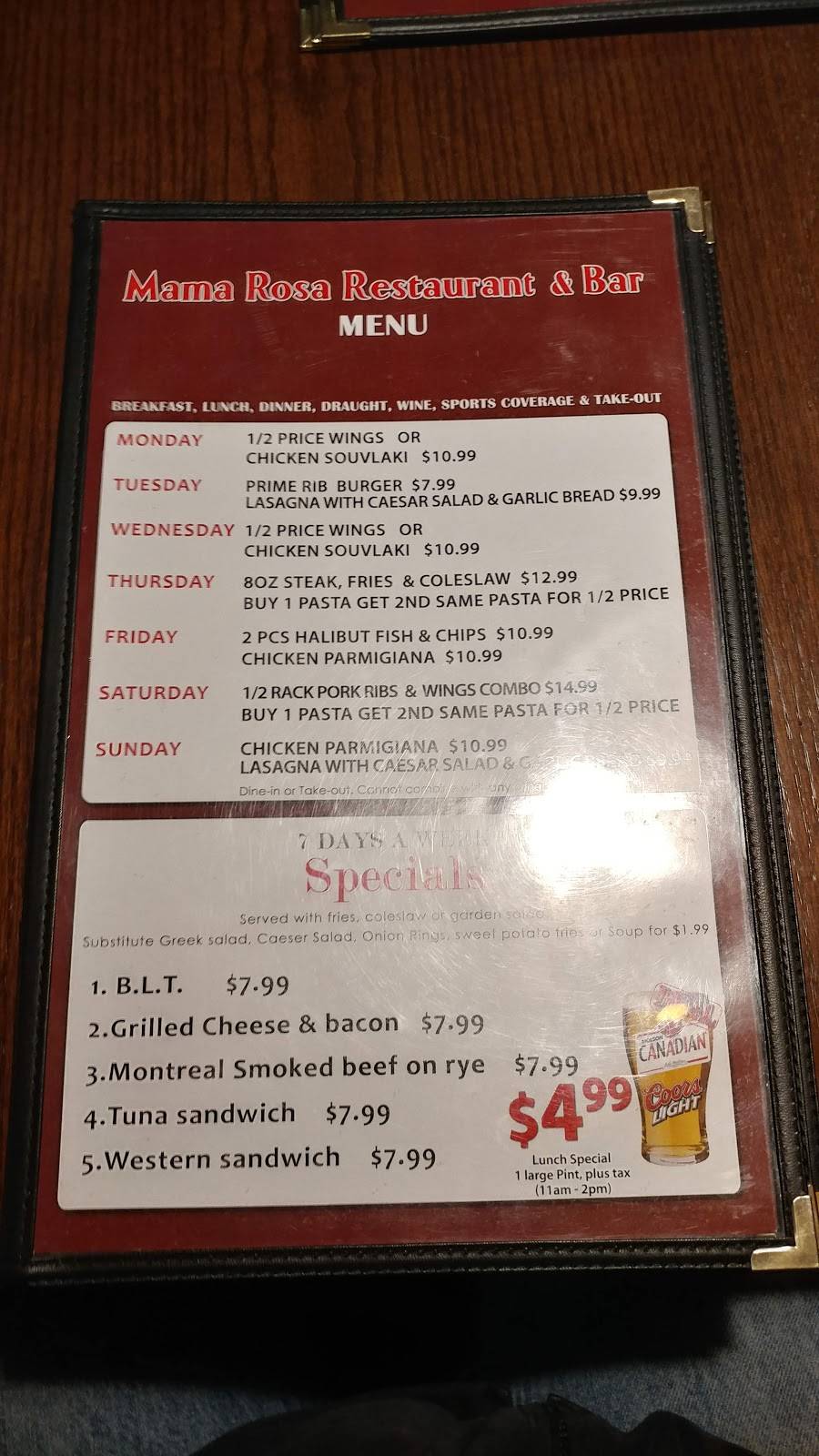 Mama Rosa Restaurant & Bar | restaurant | 1852 Lakeshore Rd W, Mississauga, ON L5J 1J6, Canada | 9058557489 OR +1 905-855-7489