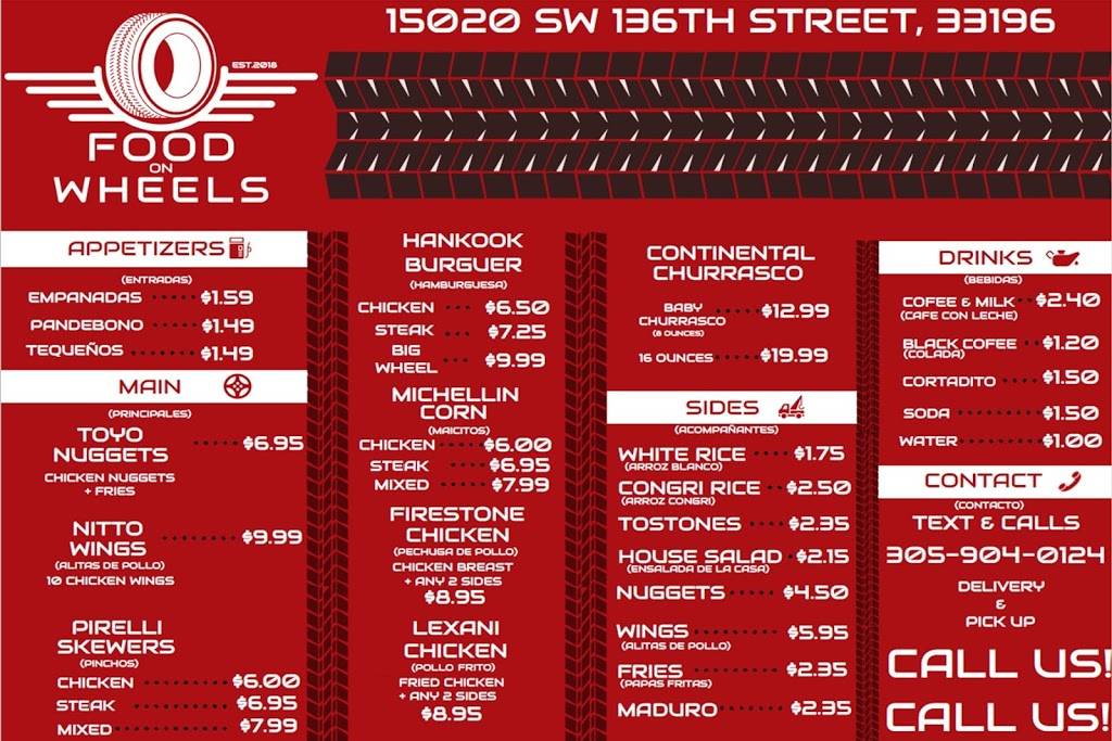 Food on wheels | restaurant | 15020 SW 136th St, Miami, FL 33196, USA | 3059040124 OR +1 305-904-0124