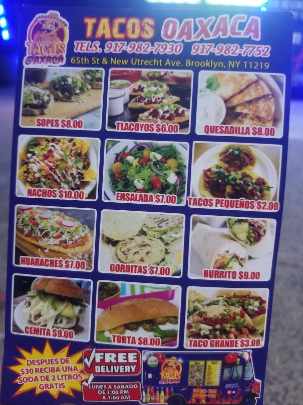 Tacos Oaxaca | restaurant | 6426 New Utrecht Ave, Brooklyn, NY 11219, USA | 9179827930 OR +1 917-982-7930