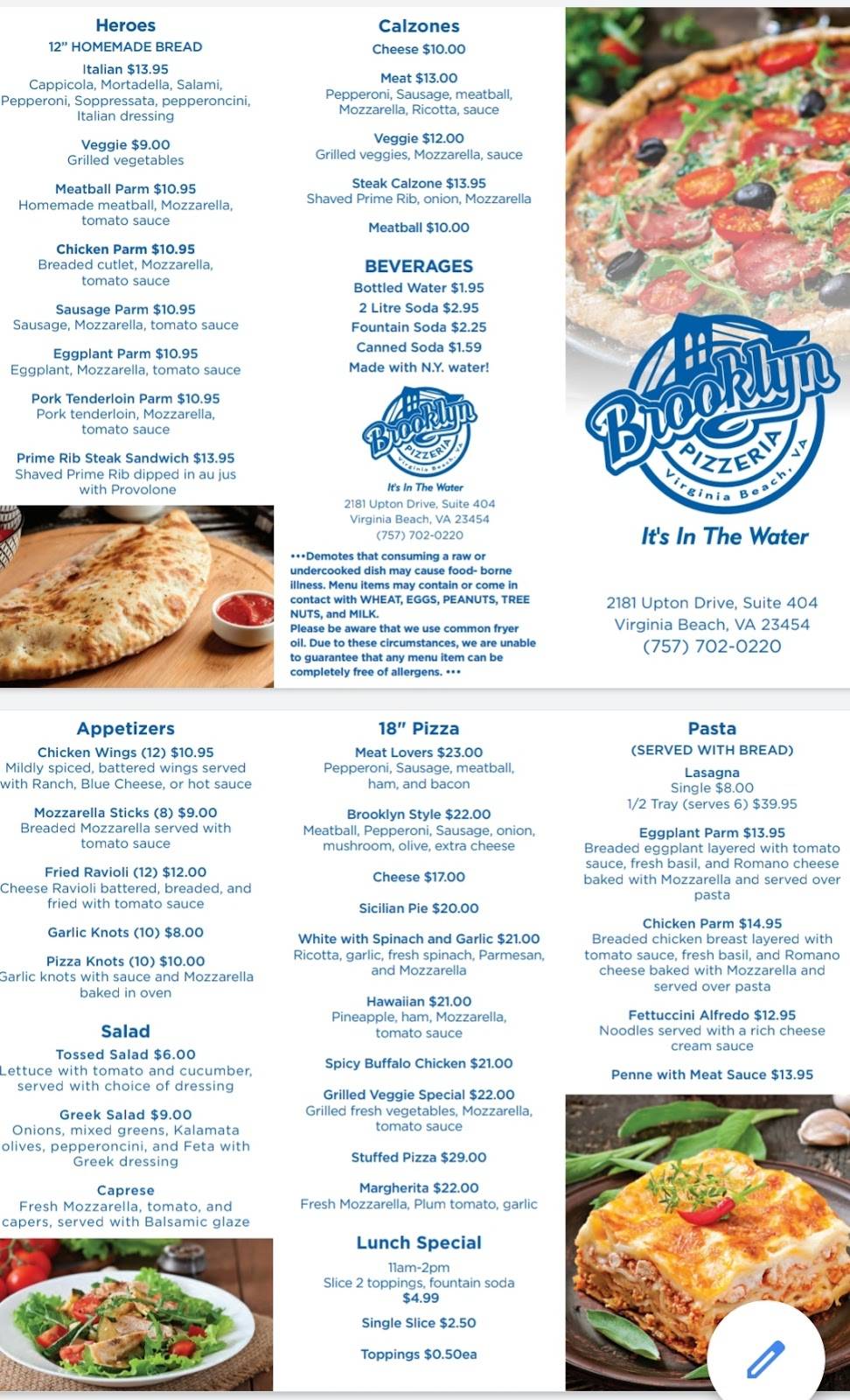 Brooklyn Pizzeria Virginia Beach | restaurant | 2181 Upton Dr Suite 404, Virginia Beach, VA 23454, USA | 7577020220 OR +1 757-702-0220