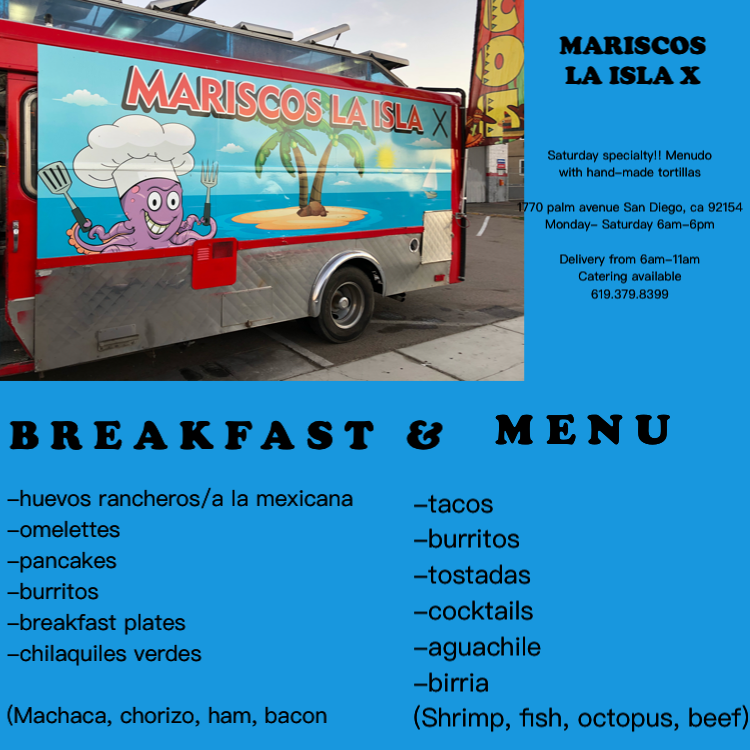 Mariscos la isla x | restaurant | 3807 National Ave, San Diego, CA 92113, USA | 6193798399 OR +1 619-379-8399