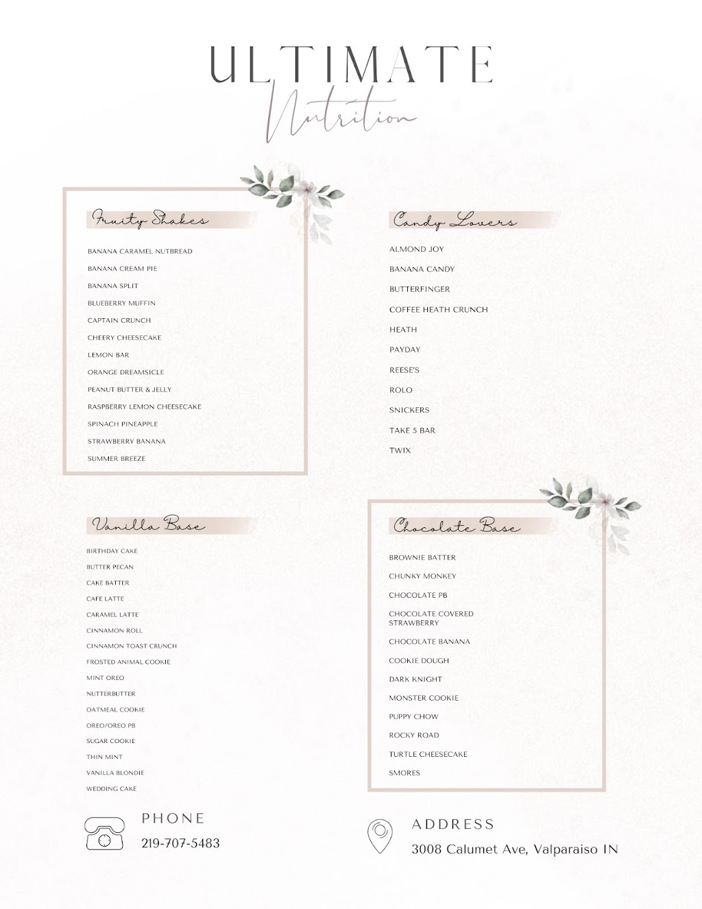 Ultimate Nutrition | restaurant | 3008 Calumet Ave, Valparaiso, IN 46383, USA | 2197075483 OR +1 219-707-5483