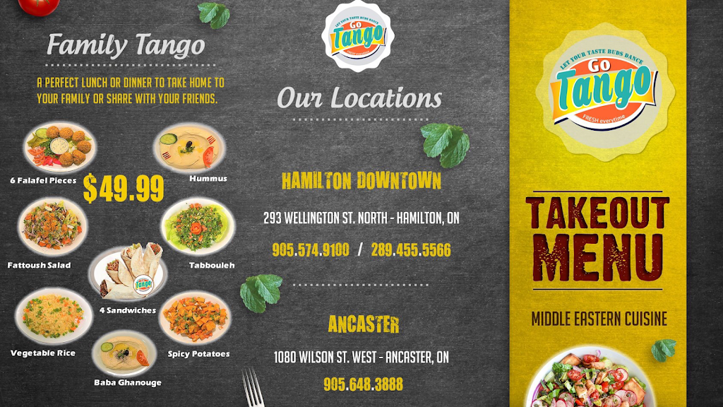 Go Tango | restaurant | 293 Wellington St N, Hamilton, ON L8L 8E7, Canada | 9055749100 OR +1 905-574-9100