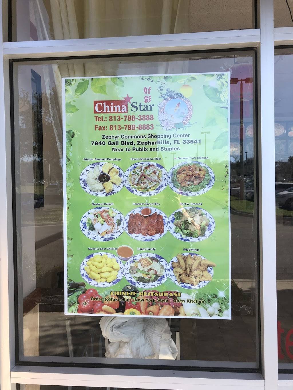 China Star | restaurant | 7940 Gall Blvd, Zephyrhills, FL 33541, USA | 8137883888 OR +1 813-788-3888