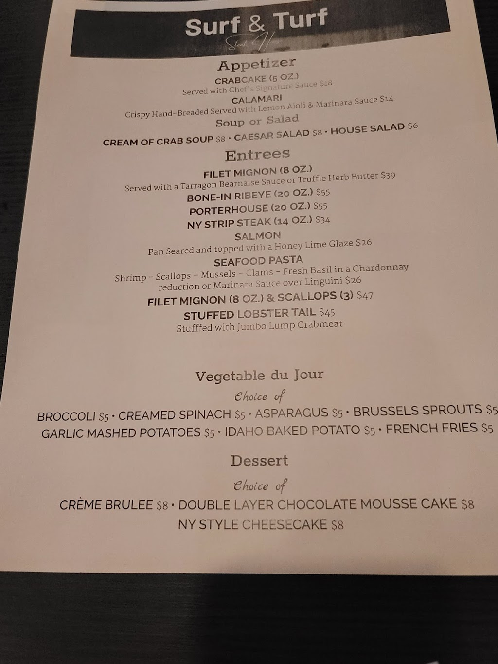 Surf & Turf Steak House | restaurant | 947 N Dupont Blvd, Milford, DE 19963, USA | 3025035555 OR +1 302-503-5555