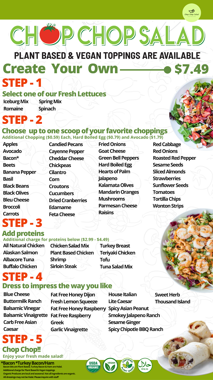Chop Chop Salad | restaurant | Food Court #1385, 10300 Little Patuxent Pkwy, Columbia, MD 21044, USA | 4434300190 OR +1 443-430-0190