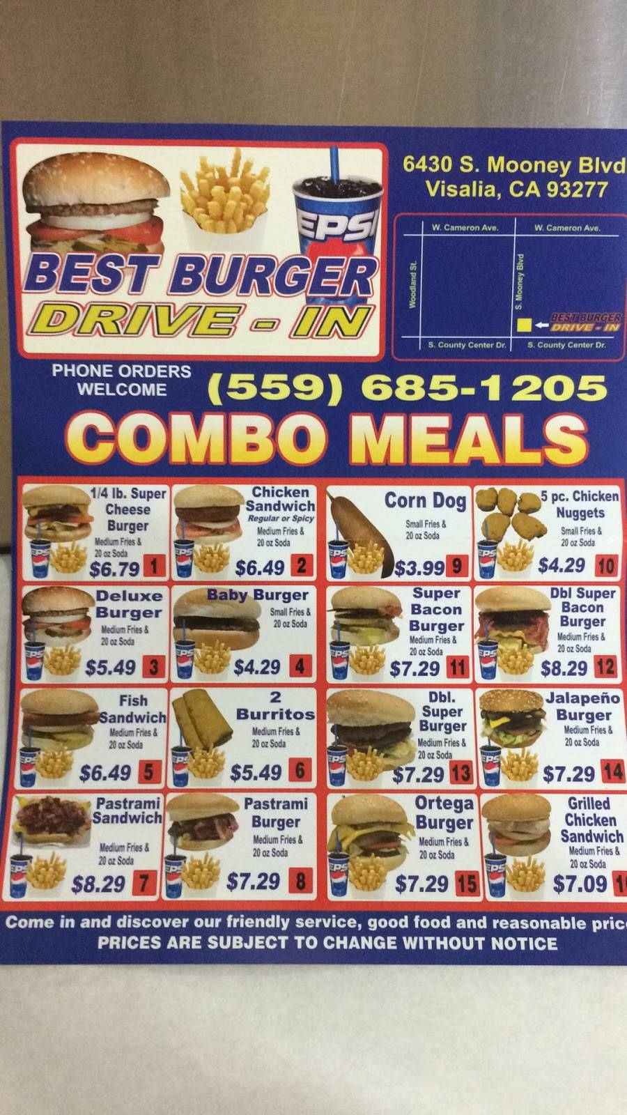 Best Burger Drive-In | restaurant | 6430 S Mooney Blvd, Visalia, CA 93277, USA | 5596851205 OR +1 559-685-1205