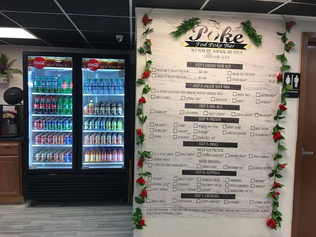 FOD Poke Bar | restaurant | 402 York Rd, Towson, MD 21204, USA | 4438417085 OR +1 443-841-7085