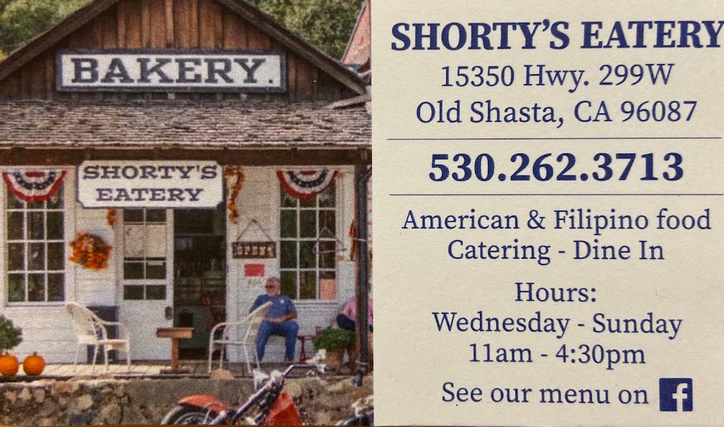 Shortys Eatery | restaurant | 15378-15386 Buell Alley, Shasta, CA 96087, USA | 5302623713 OR +1 530-262-3713