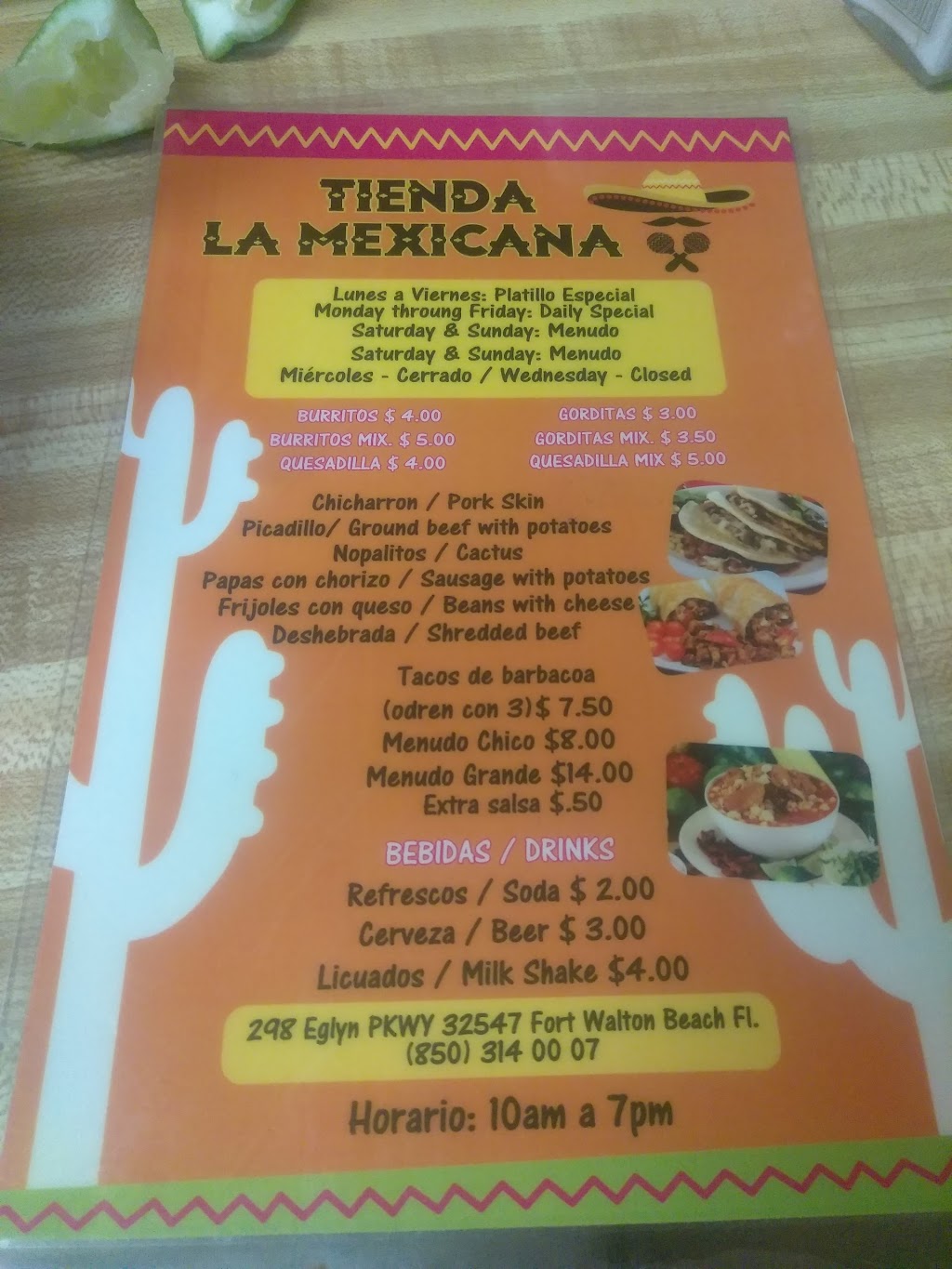 tienda la mexicana | restaurant | 298 Eglin Pkwy NE, Fort Walton Beach, FL 32547, USA | 8503140007 OR +1 850-314-0007