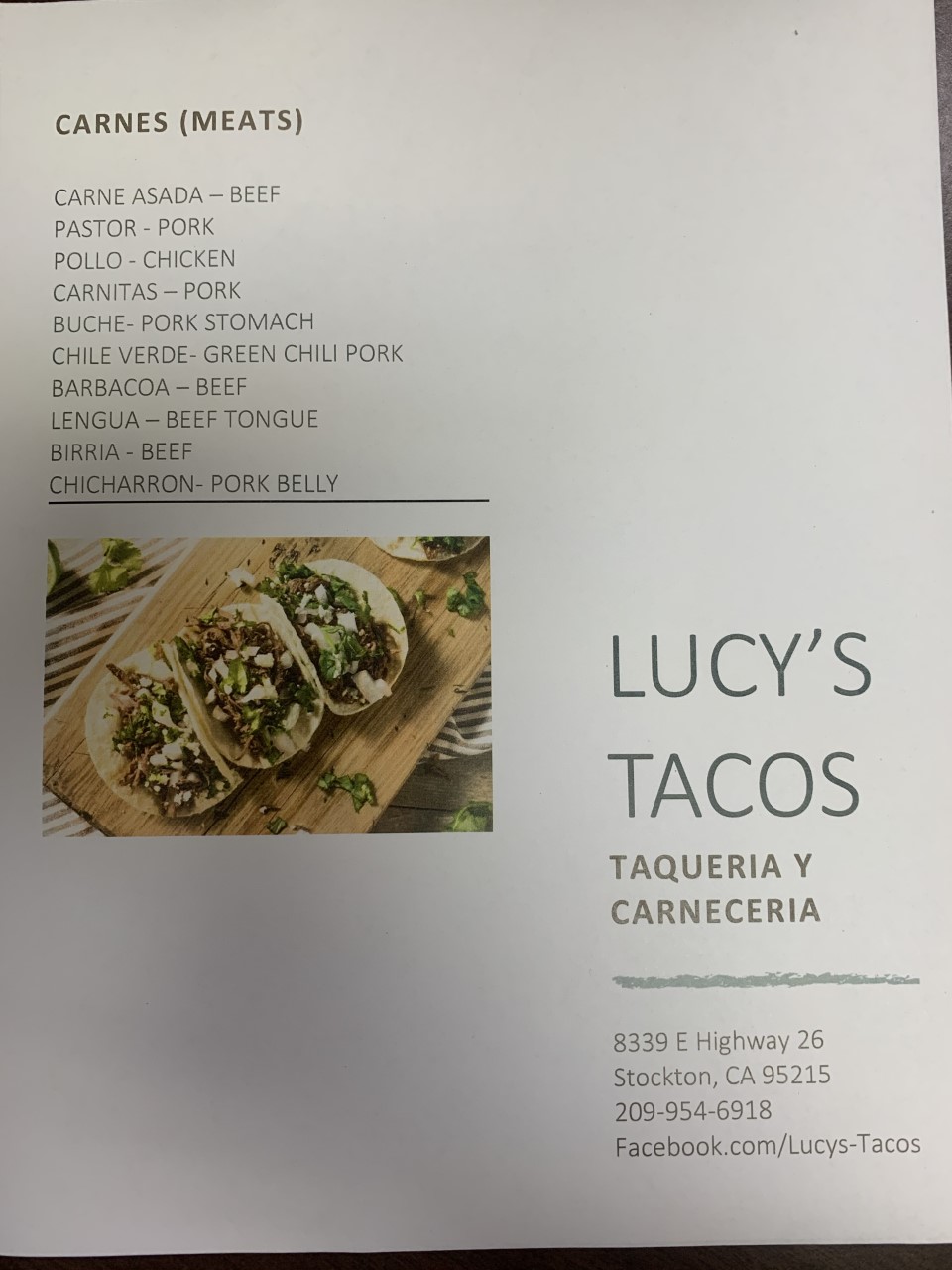 lucys Tacos | restaurant | 8339 State Rte 26, Stockton, CA 95215, USA | 2099546918 OR +1 209-954-6918