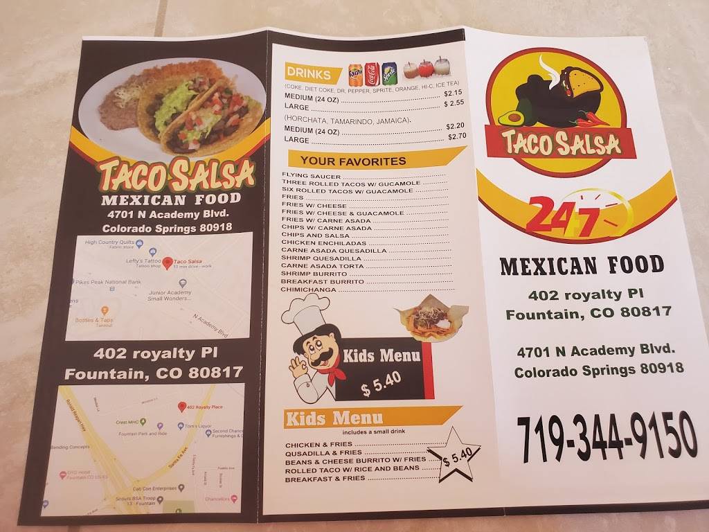 Taco Salsa 2 LLC | restaurant | 402 Royalty Pl, Fountain, CO 80817, USA | 7197554598 OR +1 719-755-4598