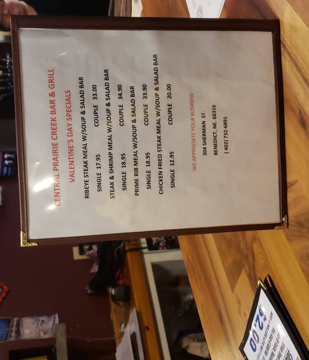 Central Prairie Creek Restaurant | restaurant | 304 Sherman St, Benedict, NE 68316, USA | 4027326891 OR +1 402-732-6891