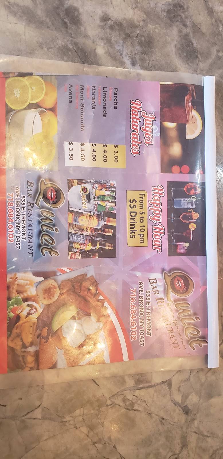 QUIET BAR RESTAURANT | restaurant | 535 E Tremont Ave, The Bronx, NY 10457, USA | 7186846102 OR +1 718-684-6102