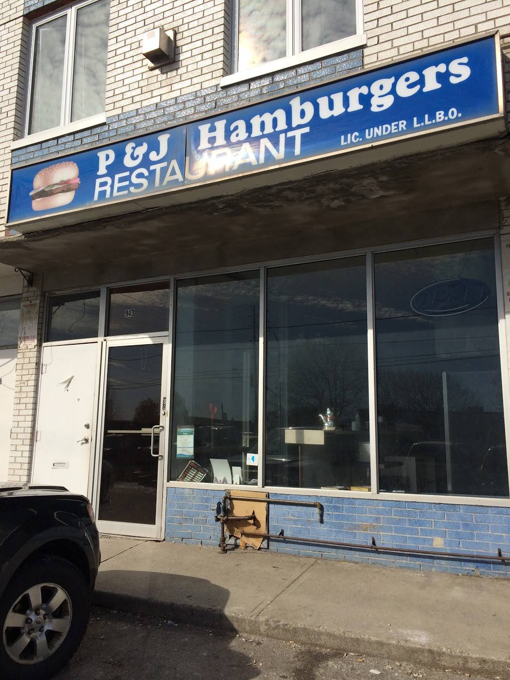P & J Hamburgers | restaurant | 943 Lakeshore Rd E, Mississauga, ON L5E 1E3, Canada | 9052789278 OR +1 905-278-9278