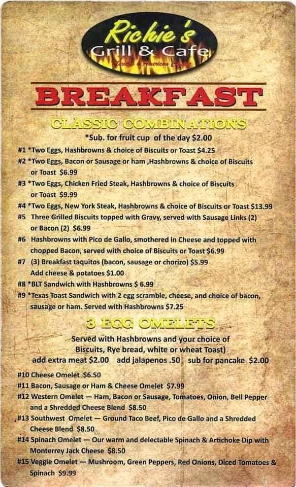Richies Grill & Cafe | restaurant | 3842 FM2869, Hawkins, TX 75765, USA | 4302762300 OR +1 430-276-2300