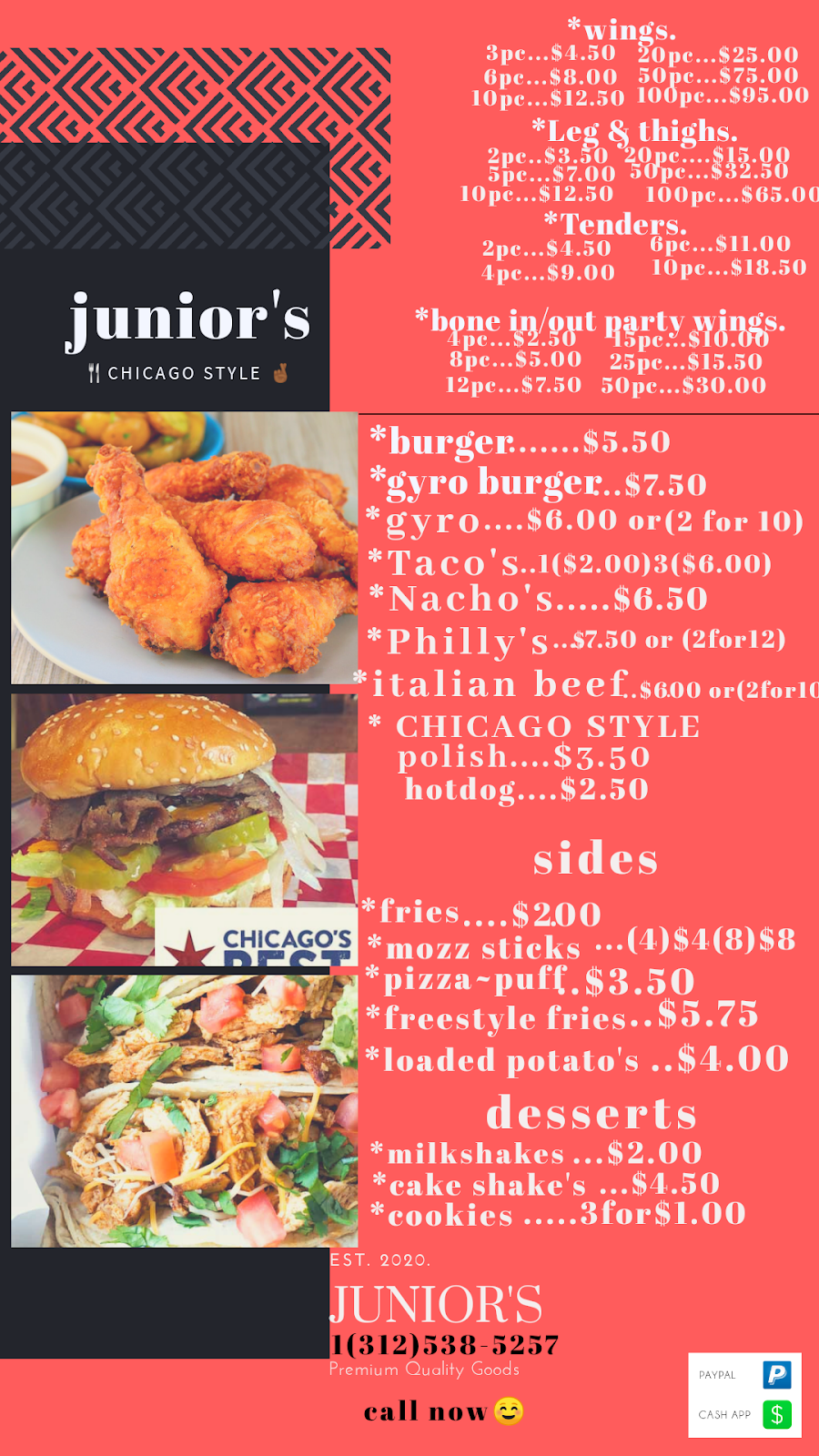 JUNIORS | restaurant | 223 S 42nd St, Louisville, KY 40212, USA | 3125385257 OR +1 312-538-5257