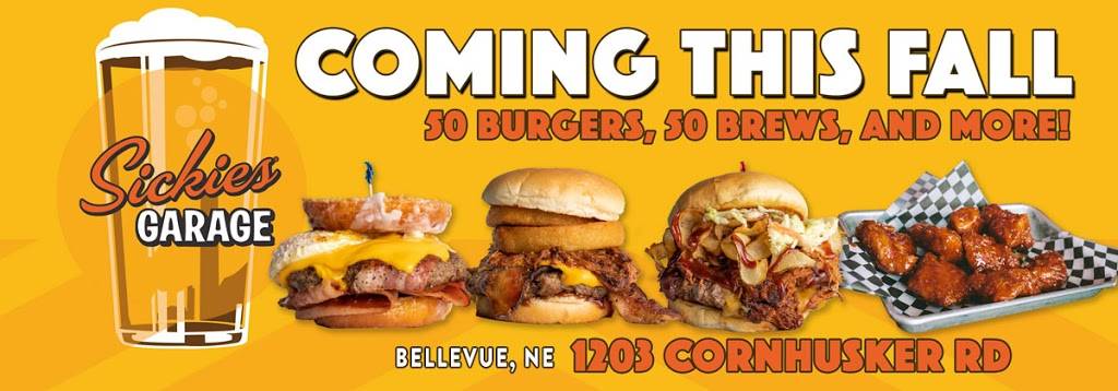 Sickies Garage Burgers & Brews | restaurant | 1203 Cornhusker Rd, Bellevue, NE 68123, USA | 5319993352 OR +1 531-999-3352