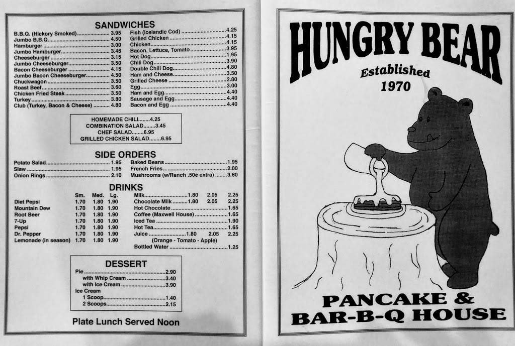 Hungry Bear Pancake & Bar-B-Q | restaurant | 1310 Main St, Murray, KY 42071, USA | 2707537641 OR +1 270-753-7641