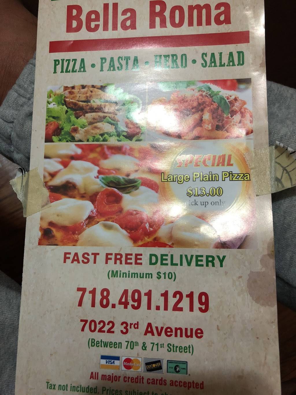 Bella Roma Pizza & Pasta | meal delivery | 7022 3rd Ave, Brooklyn, NY 11209, USA | 7184911219 OR +1 718-491-1219