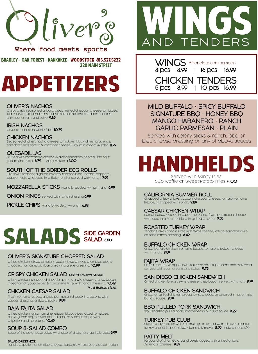 Olivers Bar and Grill | restaurant | 228 Main St, Woodstock, IL 60098, USA | 8155275222 OR +1 815-527-5222