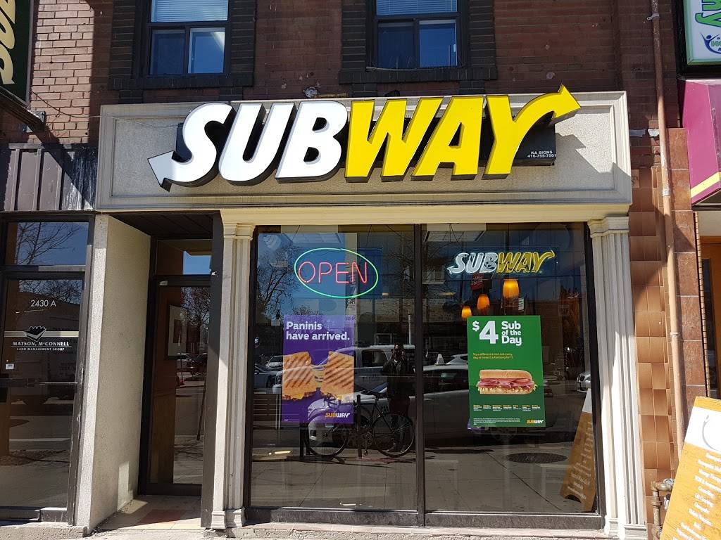 Subway | restaurant | 2430 Bloor St W, Toronto, ON M6S 1P9, Canada | 4167697827 OR +1 416-769-7827