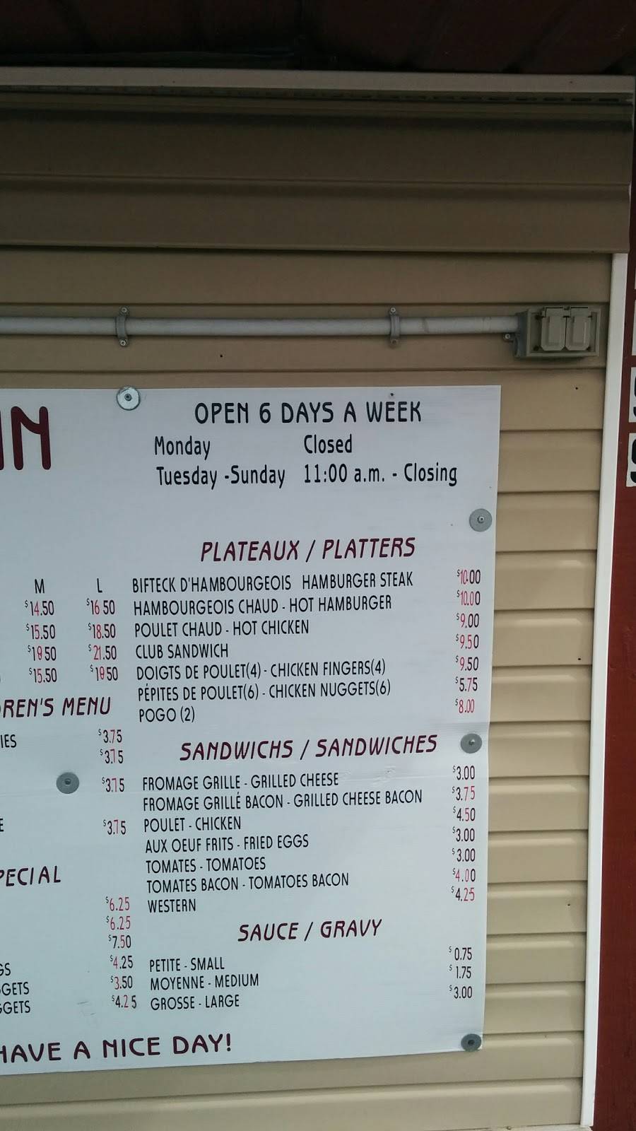 La Patate Du Coin | restaurant | 1299 Labrosse St, St-Eugène, ON K0B 1P0, Canada | 6136741616 OR +1 613-674-1616