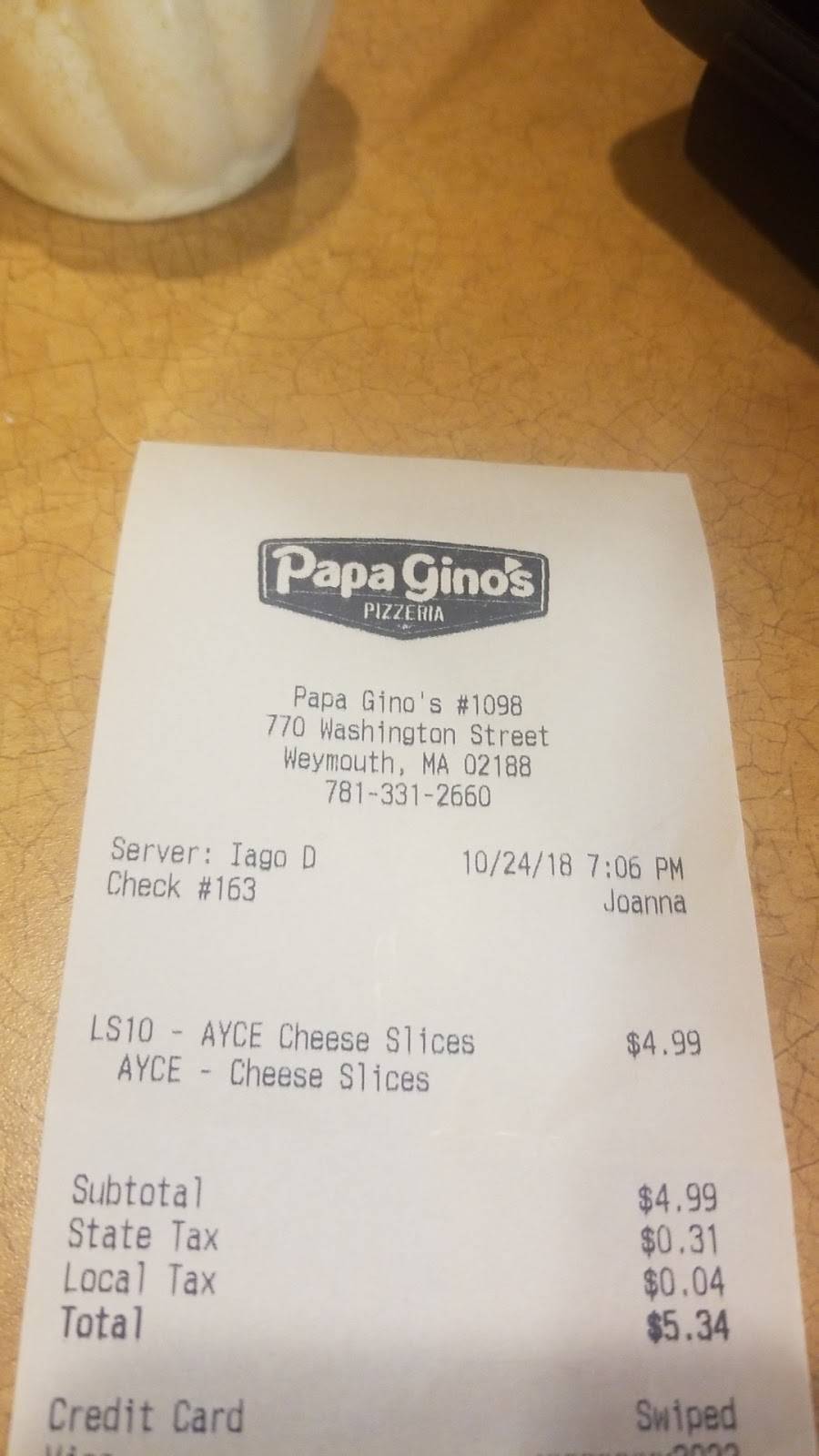 Papa Ginos | restaurant | 770 Washington St, Weymouth, MA 02188, USA | 7813312660 OR +1 781-331-2660