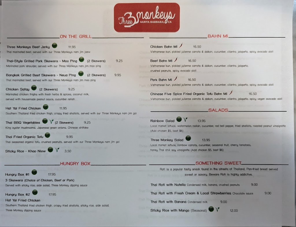 Three Monkeys | restaurant | 38 W Victoria St #115, Santa Barbara, CA 93101, USA | 8058692566 OR +1 805-869-2566