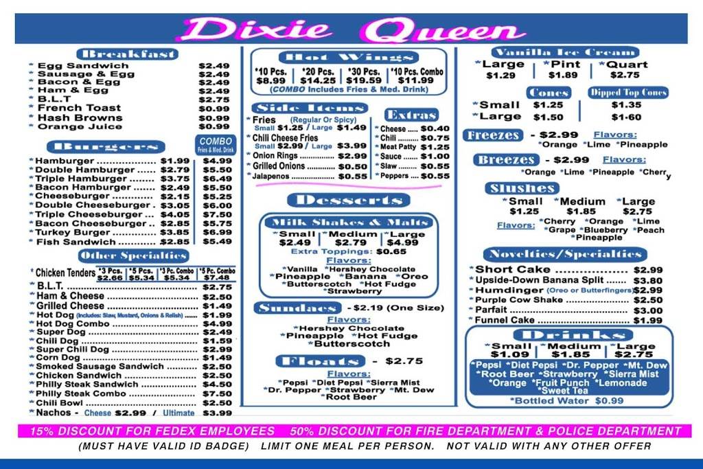 DIXIE QUEEN | restaurant | 1341 Getwell Rd, Memphis, TN 38111, USA | 9015721738 OR +1 901-572-1738