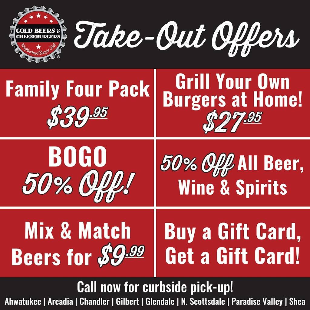 Cold Beers & Cheeseburgers | restaurant | 3950 E Indian School Rd #150, Phoenix, AZ 85018, USA | 6023146221 OR +1 602-314-6221