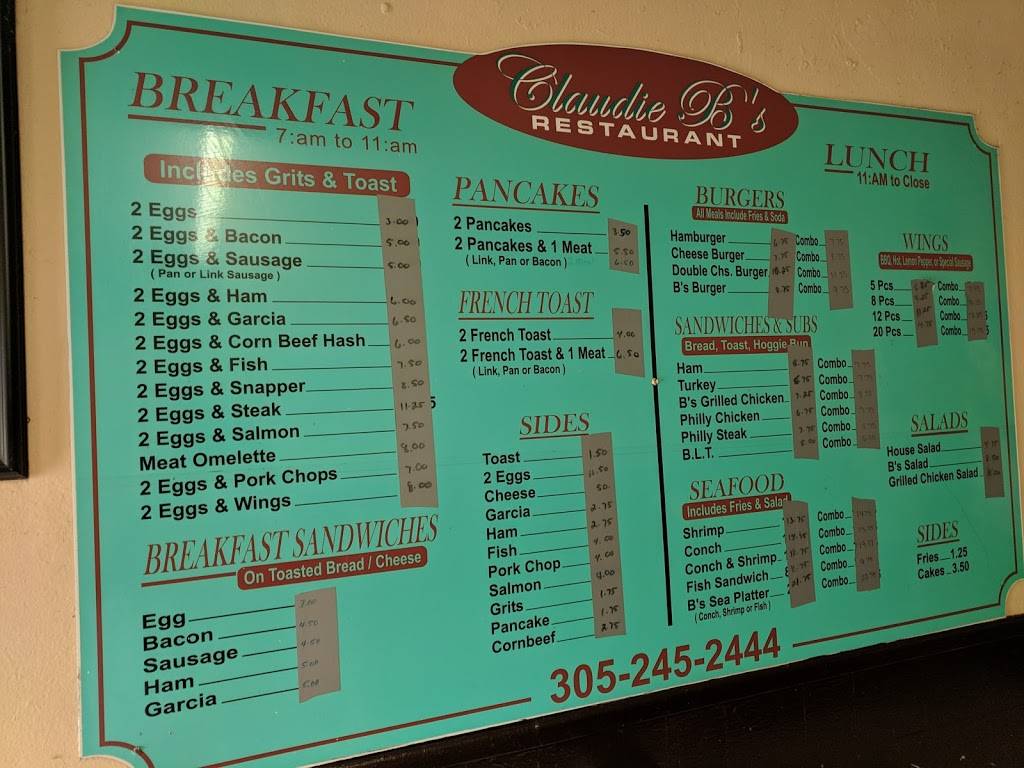 Claudie Bs Restaurant | restaurant | 545 W Lucy St, Homestead, FL 33034, USA | 3052452444 OR +1 305-245-2444