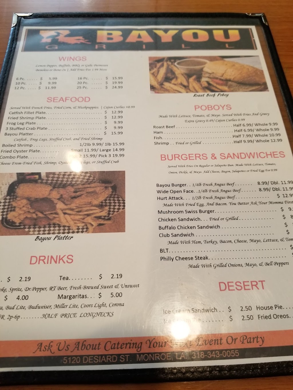 Bayou Grill | restaurant | 5120 Desiard Street, Monroe, LA 71203, USA | 3183430055 OR +1 318-343-0055