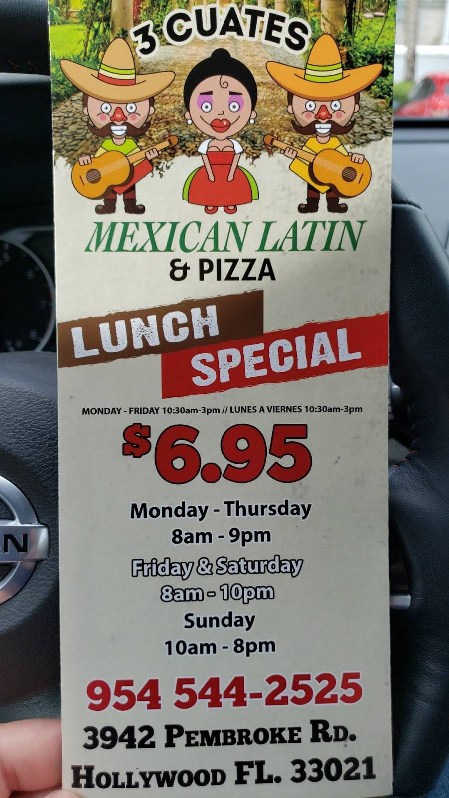 3 Cuates | restaurant | 3942 B, Pembroke Park, FL 33021, USA | 9545442525 OR +1 954-544-2525