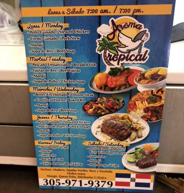 Aroma Tropical | restaurant | 18710 SW 107th Ave UNIT 33, Cutler Bay, FL 33157, USA | 3059719379 OR +1 305-971-9379