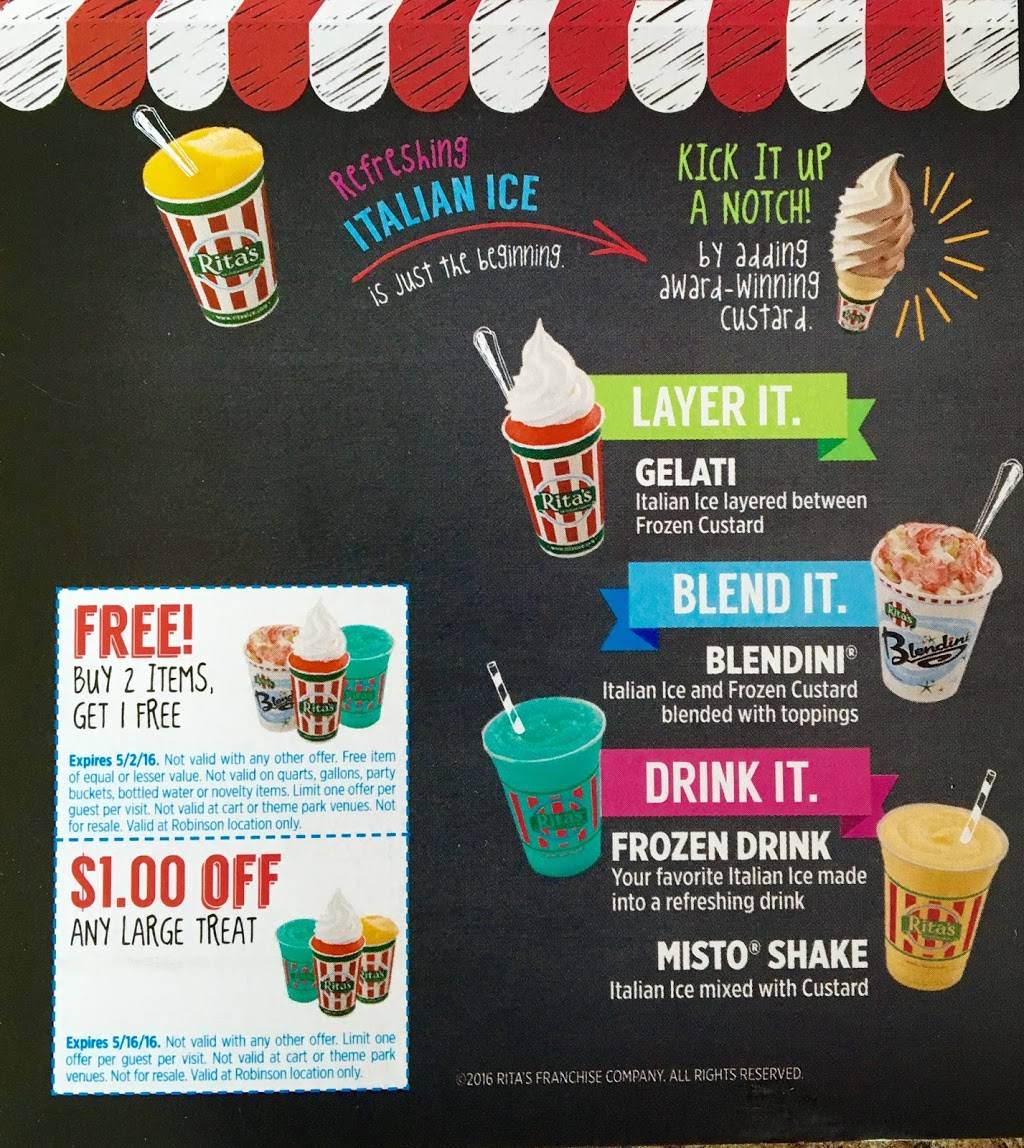 Ritas Italian Ice & Frozen Custard | restaurant | 6154 Steubenville Pike, McKees Rocks, PA 15136, USA | 4127220287 OR +1 412-722-0287