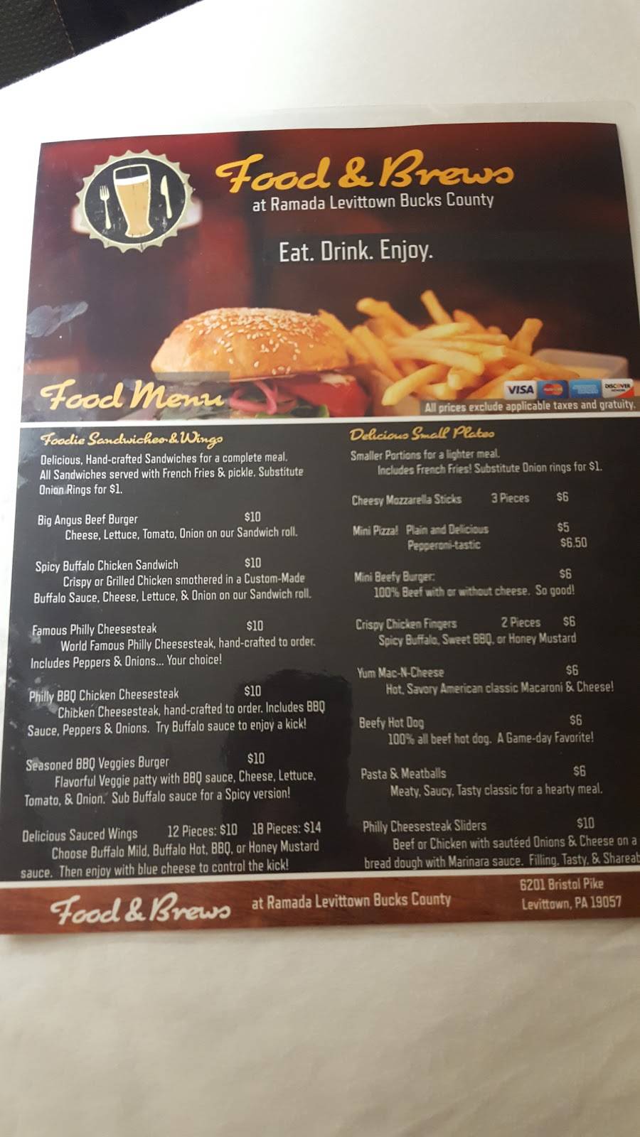 Food & Brews Restaurant - Burgers.Wings. Beer. | restaurant | 6201 Bristol Pike, Levittown, PA 19057, USA | 2159461100 OR +1 215-946-1100