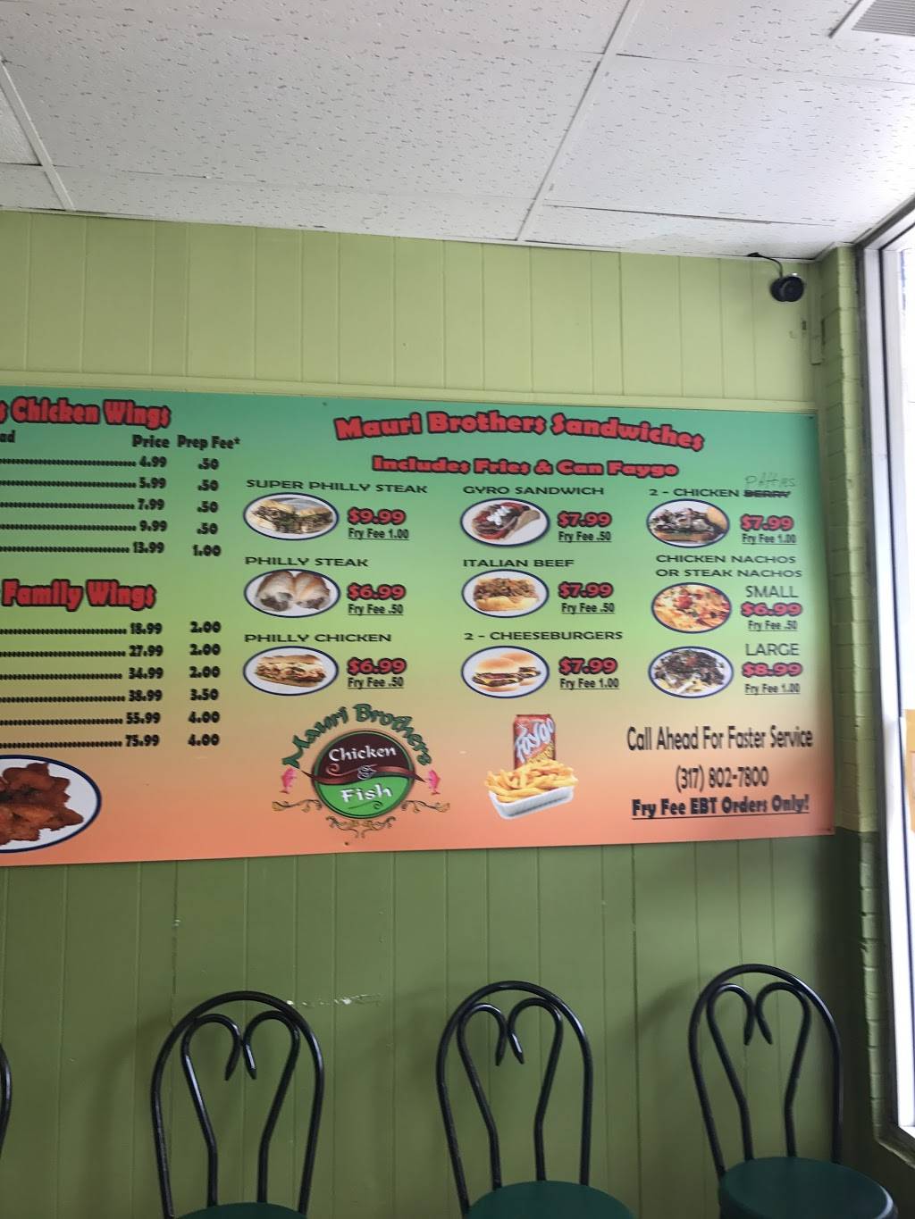 Mauri Brothers Chicken & Fish | restaurant | 9844 E 21st St, Indianapolis, IN 46229, USA | 3178027800 OR +1 317-802-7800