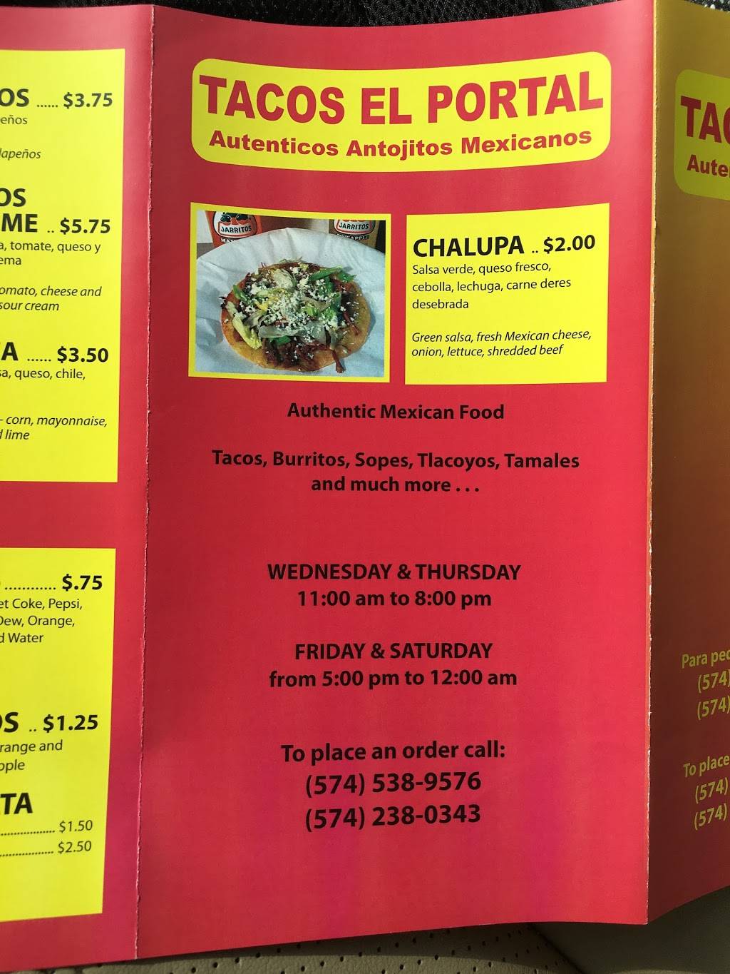 Tacos El Portal | restaurant | 266-298 N Chicago Ave, Goshen, IN 46526, USA | 5742380343 OR +1 574-238-0343