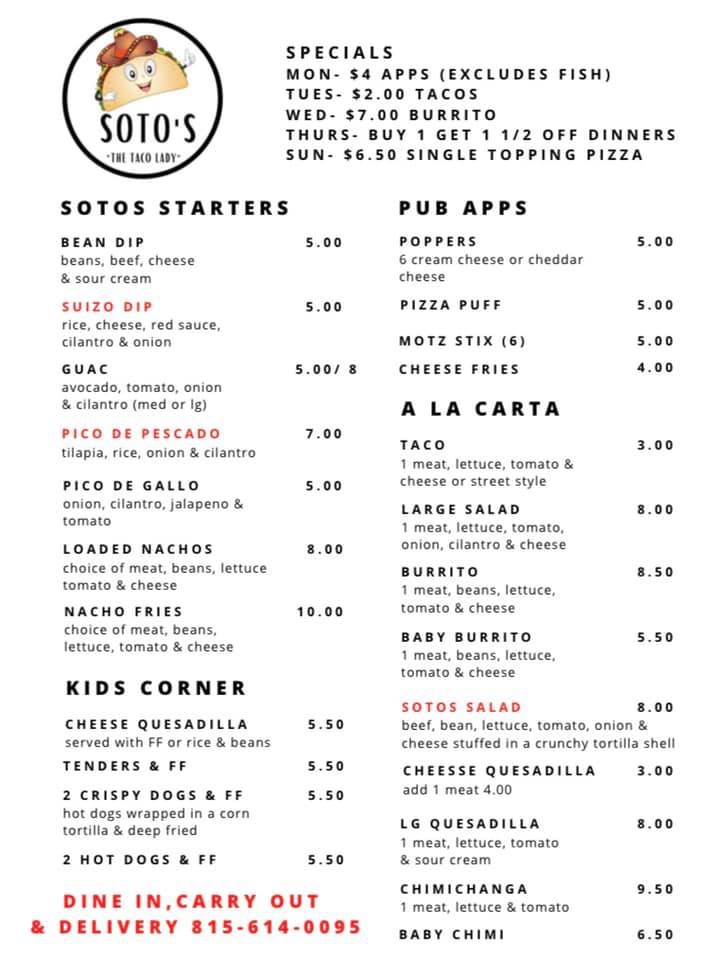 Soto’s aka the Taco Lady | restaurant | 226 W Broadway St, Bradley, IL 60915, USA | 8152956593 OR +1 815-295-6593