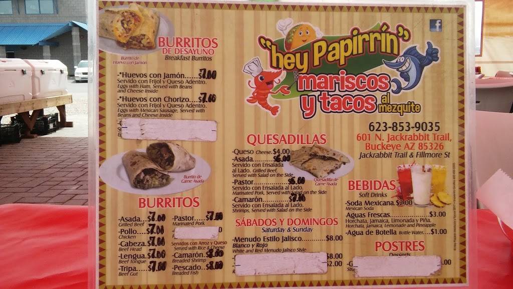 Hey Papirrin | restaurant | 601 Jackrabbit Trail, Buckeye, AZ 85326, USA | 6232625999 OR +1 623-262-5999