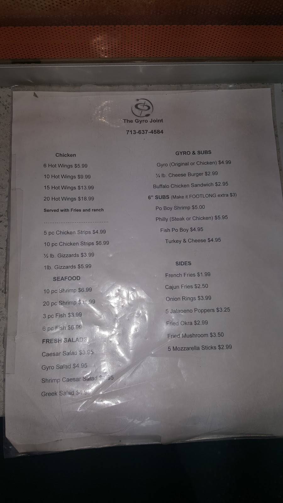 THE GYRO JOINT | restaurant | Houston, TX 77033, USA | 7136374584 OR +1 713-637-4584