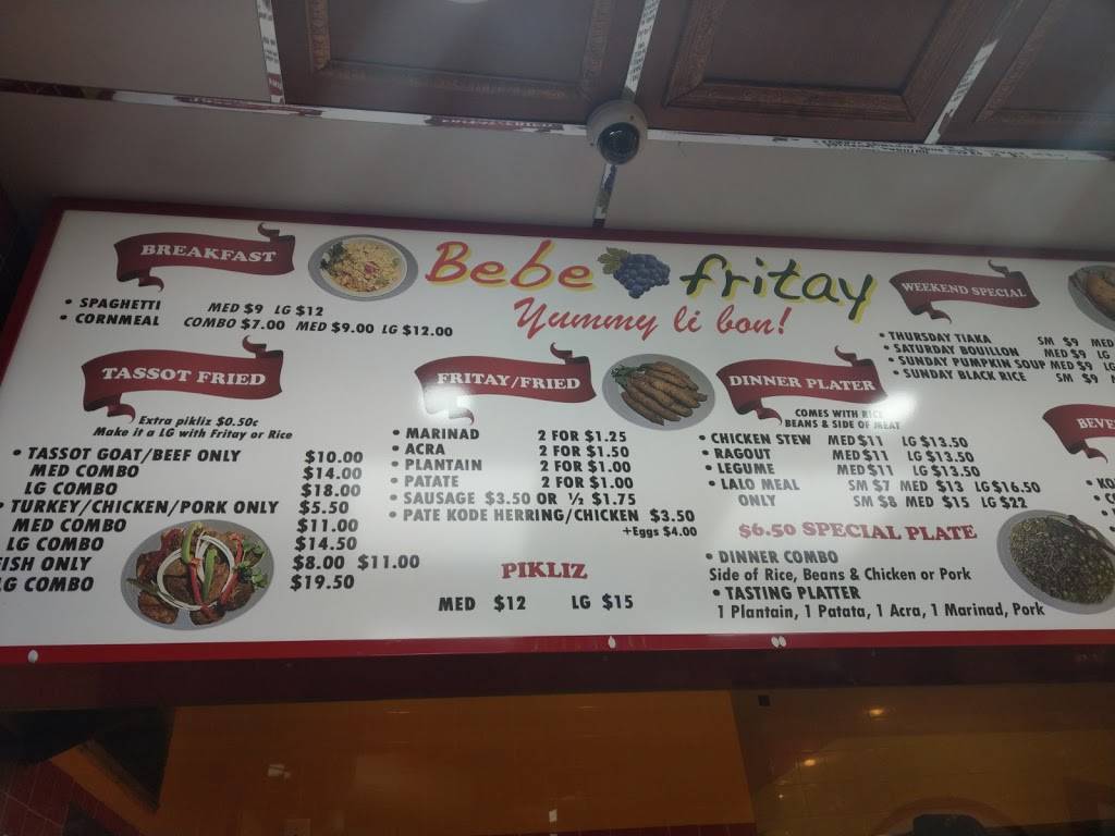 Bebe Fritay | restaurant | 826 Rogers Ave, Brooklyn, NY 11226, USA | 7186761636 OR +1 718-676-1636