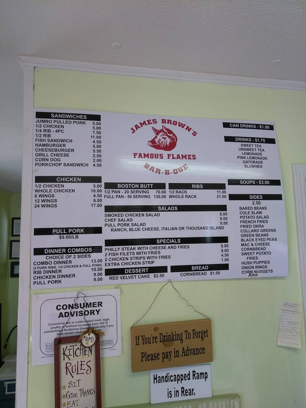 James Brown Famous Flames BBQ | restaurant | 423 E Cornell St, Avon Park, FL 33825, USA | 8634522066 OR +1 863-452-2066