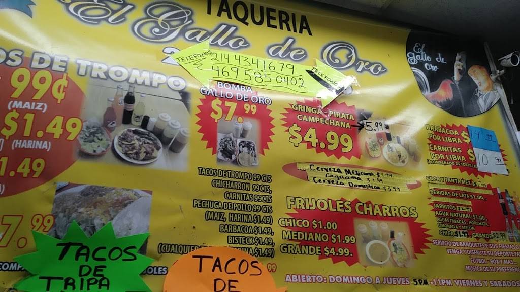 El Gallo De Oro | restaurant | 11805 Lake June Rd, Balch Springs, TX 75180, USA | 2144341679 OR +1 214-434-1679